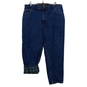 RedHead Jeans Mens Measures 39x30 Tag 40x30 Blue Denim Flannel Lined Relaxed Fit